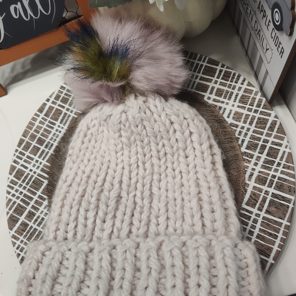 ☃️ EUC Norla Canada Alpaca Wool Blend Chunky Knit Pom Pom Beanie, Pink, OSFA - Picture 3 of 9